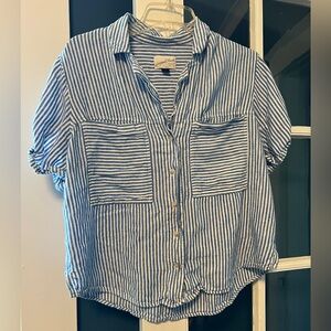 Universal Threads Linen Stripe Crop Buttondown M